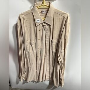 #3361-Men's Long-Sleeve Beige Button-Up Shirt